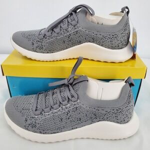 Aetrex Womens 5 / 5.5 Carly Orthopedic Arch Support Knit Sneakers Grey Stretch